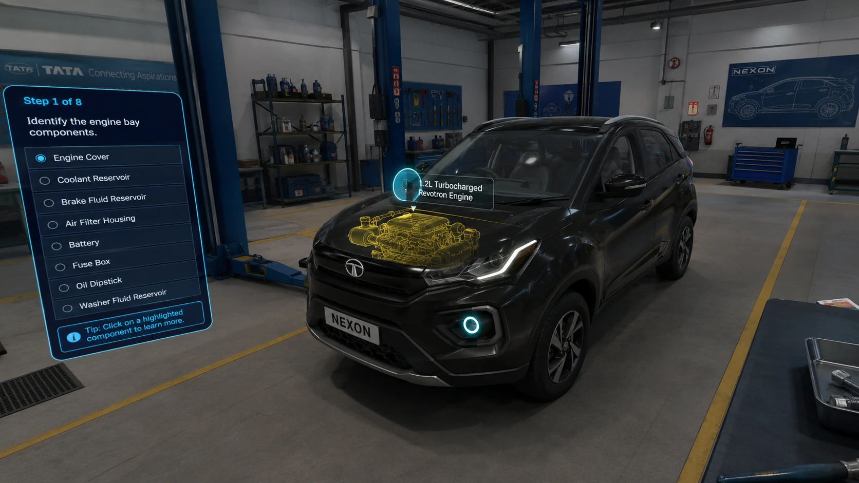 Tata Nexon VR training lab — guided automotive workshop and vehicle system learning by Infinity VR